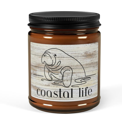 Coastal Life Manatee Scented Soy Candle - Relaxing Home Decor for Beach Lovers