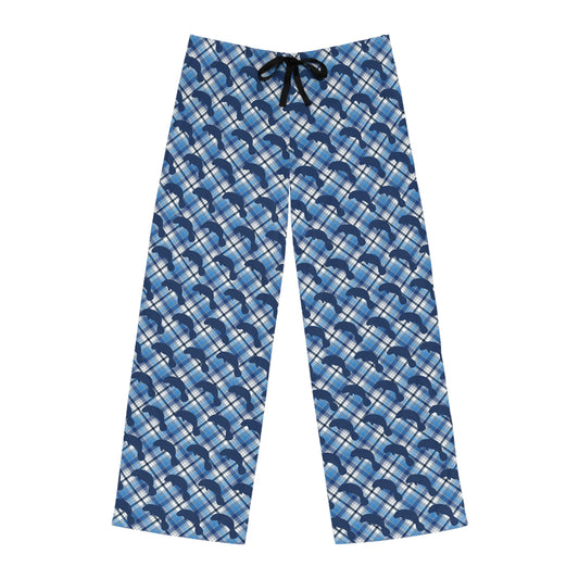 Deep Blue Manatee Plaid Print Pajama Pants | Mens