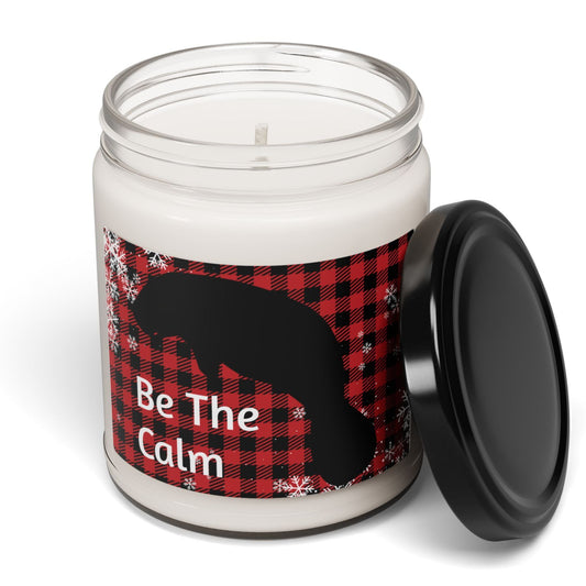 Manatee Be Calm & Cozy  Soy Candle - 9oz Red Plaid