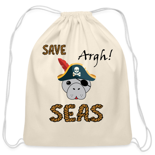 Manatee Save Seas Cotton Drawstring Bag | Toddler - natural