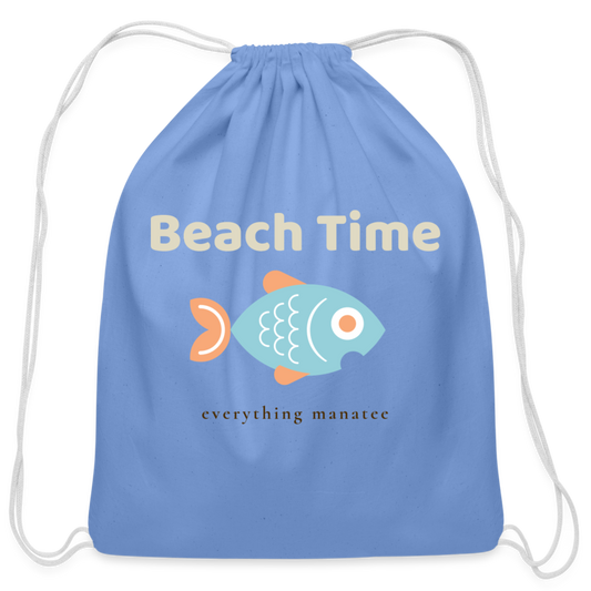 Beach Time Cotton Drawstring Bag | Toddler - carolina blue