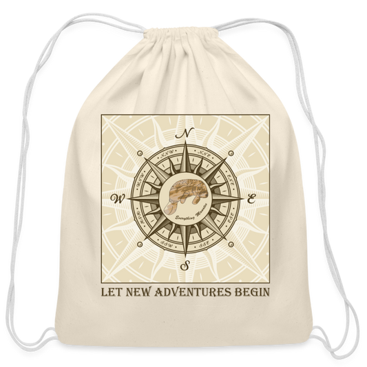 Manatee Adventure Cotton Drawstring Bag | Men's - natural