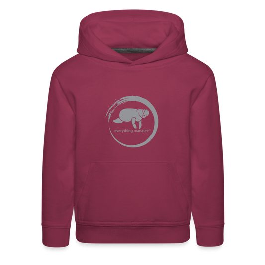 Grey Manatee Wave Premium Hoodie | Youth - burgundy