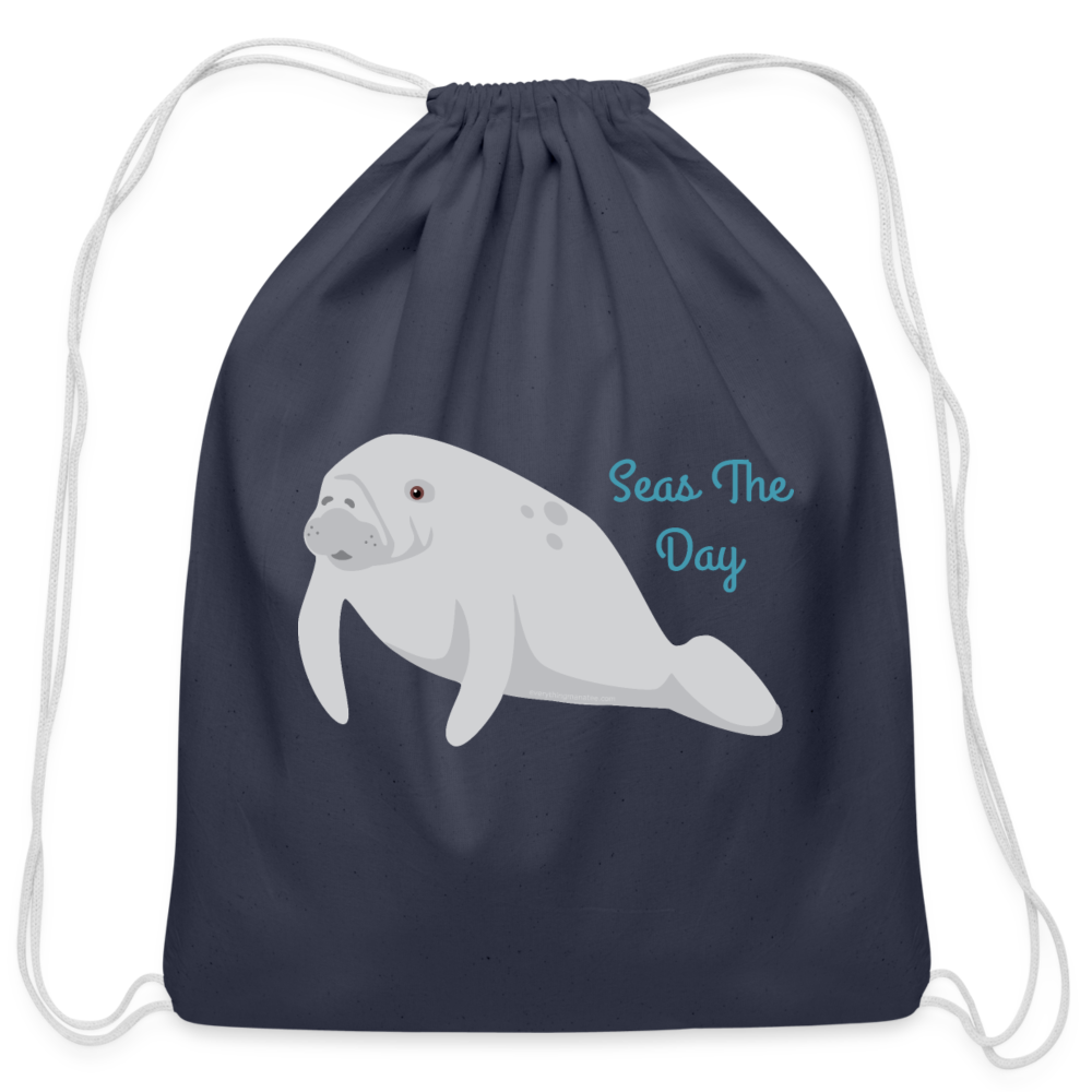 Manatee Cotton Drawstring Bag | Youth - navy