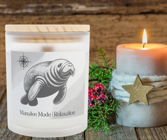 Manatee Mode Relaxing Frosted Glass Candle - Manatee Mode, 11oz