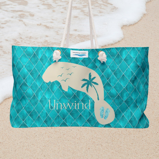 Unwind In Paradise Manatee Weekender Bag - Tropical Manatee Design Perfect for Beach Getaways