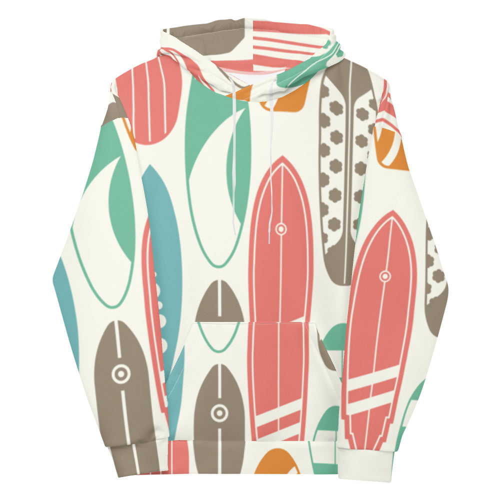 Vintage Surf Board Print Hoodie | Mens